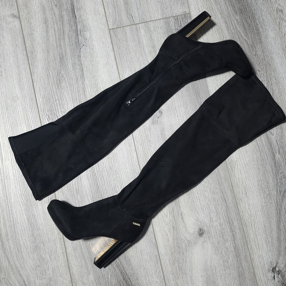 Calvin Klein Shoes - Calvin Klein Polomia Over The Knee Black Suede Boots Womens Size 5.5
